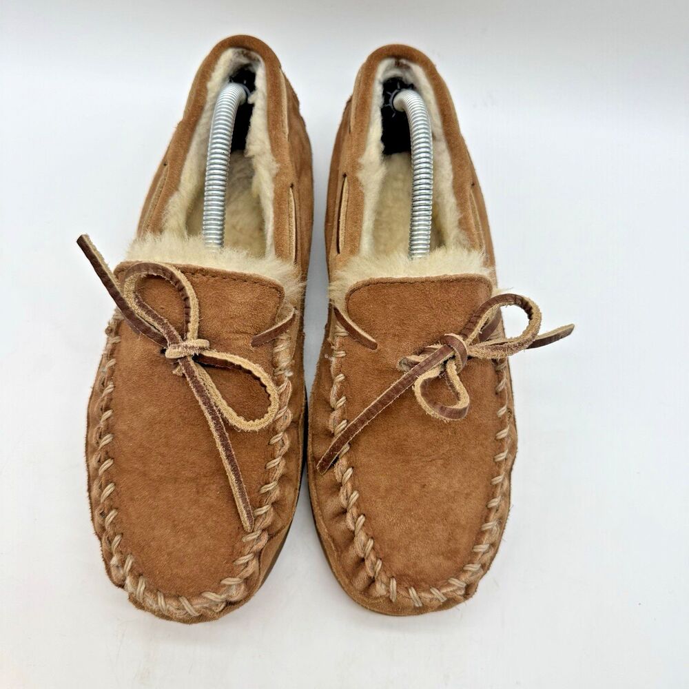 L.L. Bean Wicked Good Moccasins Women's 6M Brown Suede Sherpa Lined Slippers - Picture 5 of 11